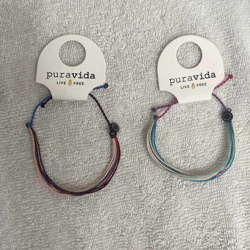NWT New Pura Vida Live Free Pastel + Boho Rodeo Drawstring Bracelets Set of 2